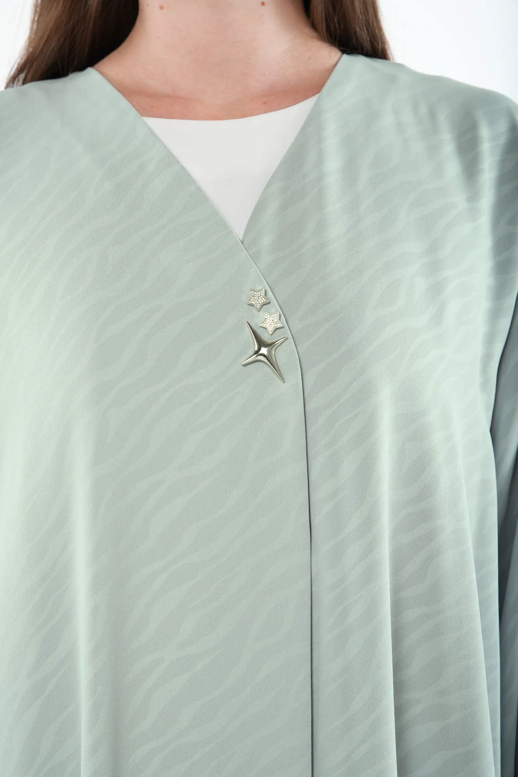 Green Camila Crepe Abaya with Star